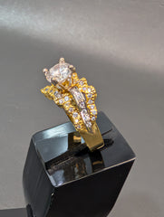 Two-Tone Woven Zirconia Statement Ring – Silver & Gold Plated | Time N Treasure