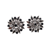 925 Silver Flower-Style Tops with Black Stone & Zircon