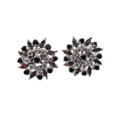 925 Silver Flower-Style Tops with Black Stone & Zircon