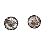 Silver Round Tops with Black & White Zircon