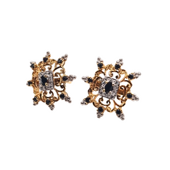 Two-Tone Gold Plated 925 Silver Tops with Zircon & Black Onyx