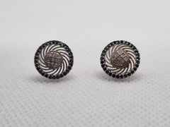Silver Round Tops with Black & White Zircon