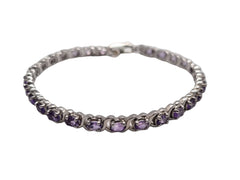 Silver Bracelet With Amethyst Color Stone