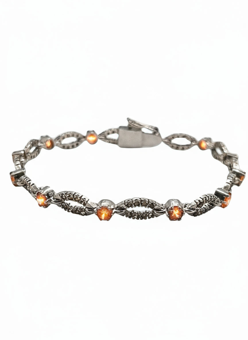 Silver Bracelet With Champagne And White Zircon