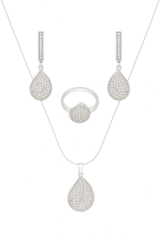 925 Silver Teardrop Locket Set with Matching Ring in Zircon