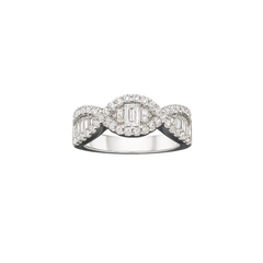925 Silver Bracket Zircon Ring with DNA-Inspired Design