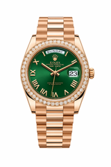 Day-Date Rose Gold with Green Dial & Stone Bezel