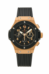 Black Ceramic & Rose Gold Chronograph Quartz Watch with Silicon Strap