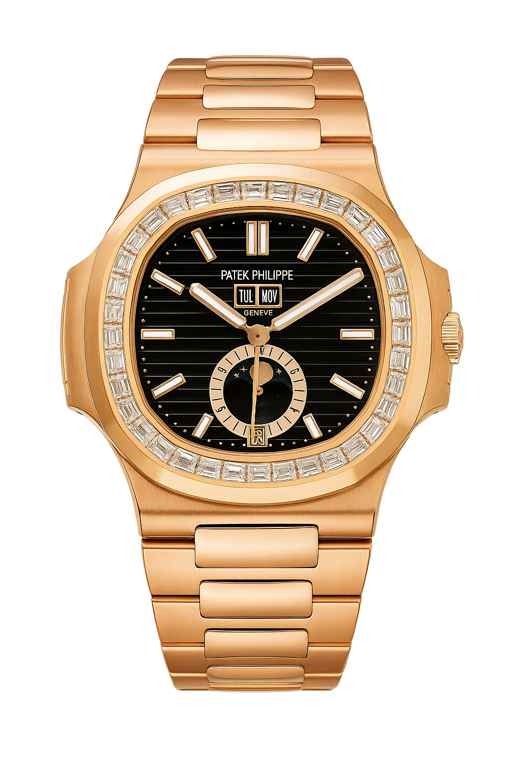 PP Nautilus Annual Calendar Brackets Black Dial Rose Gold