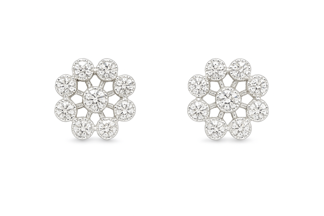925 Silver White Flower Zircon Tops