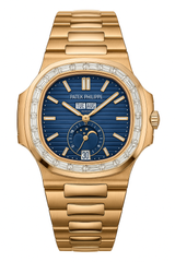 Patek Philippe Nautilus Inspired Rose Gold Blue Dial with Stone Bracket Bezel