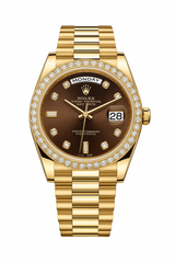 Day-Date Rose Gold with Coffee Dial & Stone Bezel