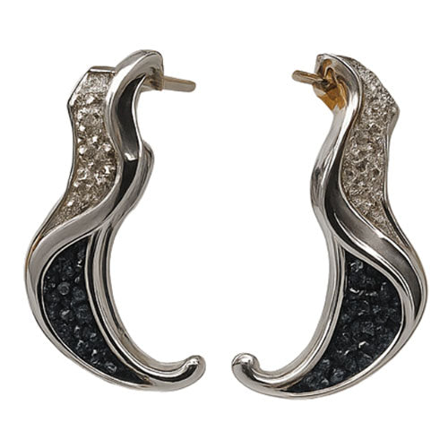 Silver Wing-Style Earrings in Black & Silver