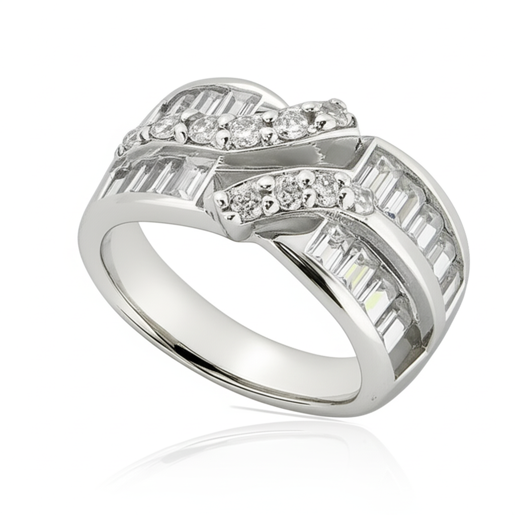 925 Silver Band with Brackets and Zircon