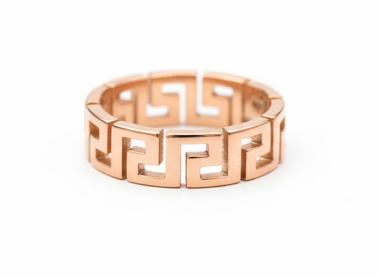 Versace Inspired Greca Band – Rose Gold Plated 925 Silver band