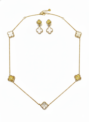 Van Cleef Inspired Mother of Pearl Necklace Set – Gold Plated 925 Silver with Tops
