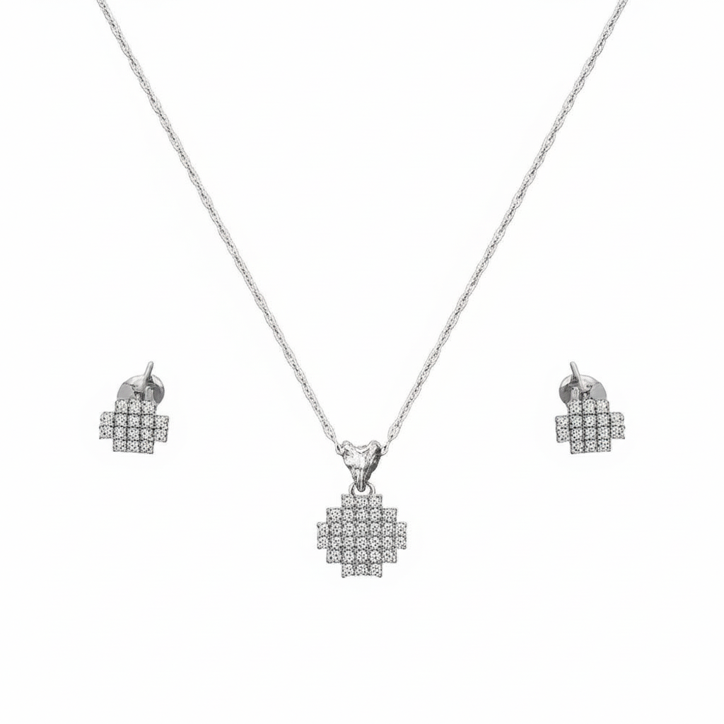 925 Silver Locket Set with Zircon Stone