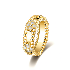 Perlée Sweet Clovers Ring – Gold-Plated 925 Silver with Zircon