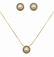 Versace Inspired Pearl Round Locket Set