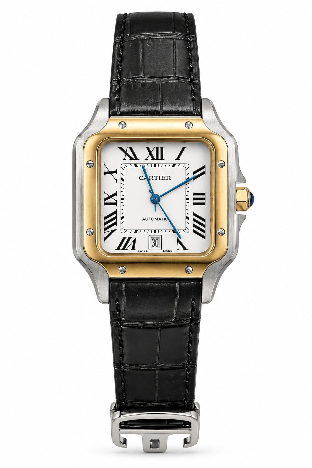 The "Classic Santos" Two-Tone Rose Gold & Leather