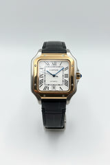 The "Classic Santos" Two-Tone Rose Gold & Leather