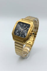 The "Classic Santos" Gold & Onyx Chronograph Steel Bracelet