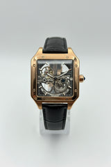 The "Classic Santos" Rose Gold Skeleton Leather