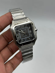 The "Classic Santos" Silver & Onyx Steel Bracelet