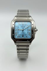 The "Classic Santos" Silver & Ice Blue Steel Bracelet