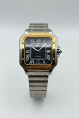 The "Classic Santos" Two-Tone Gold & Onyx Steel Bracelet