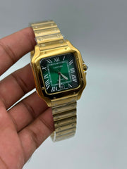 The "Classic Santos" Gold & Emerald Steel Bracelet
