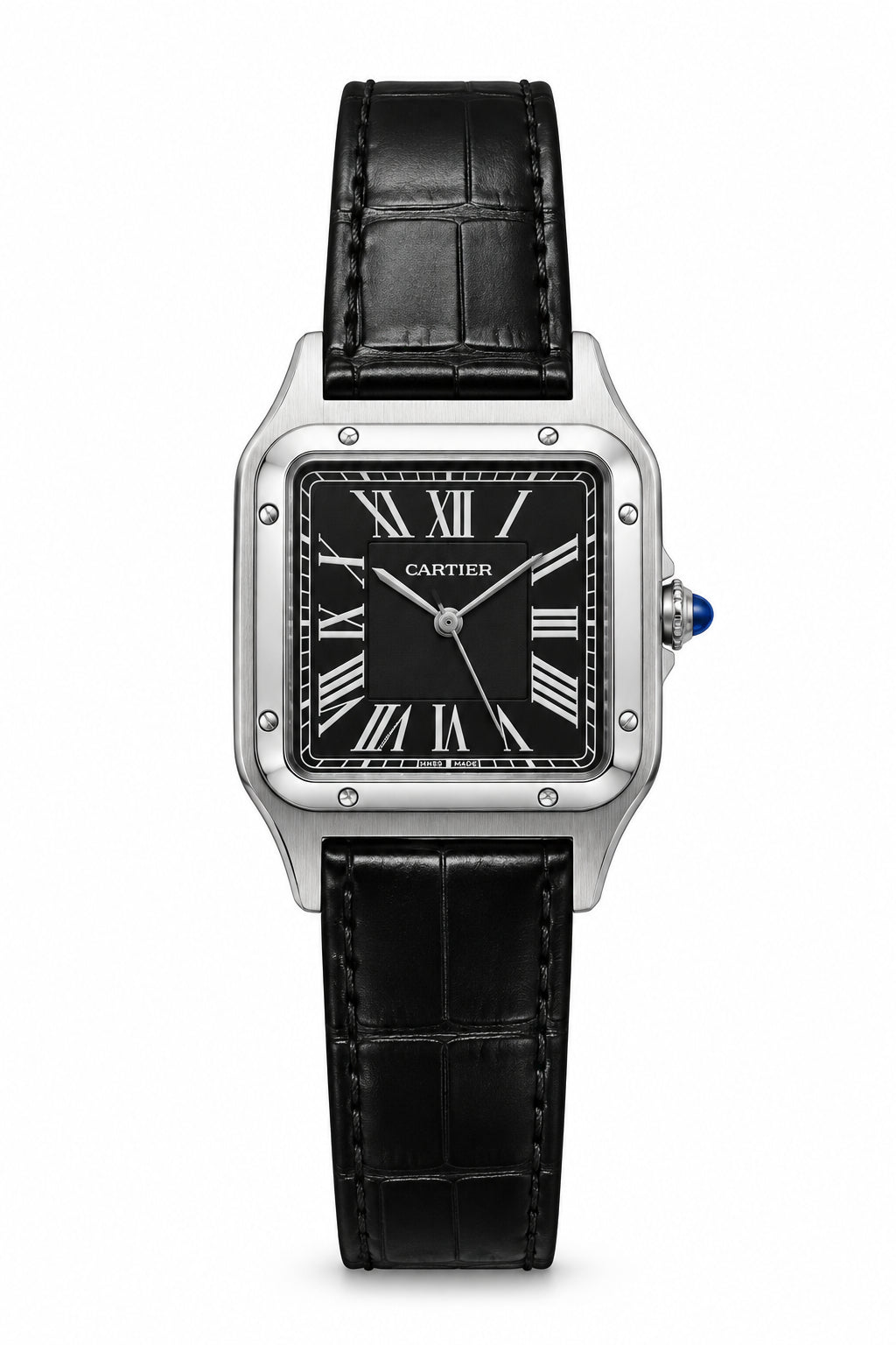 The "Classic Santos Dumont" Silver & Onyx Leather