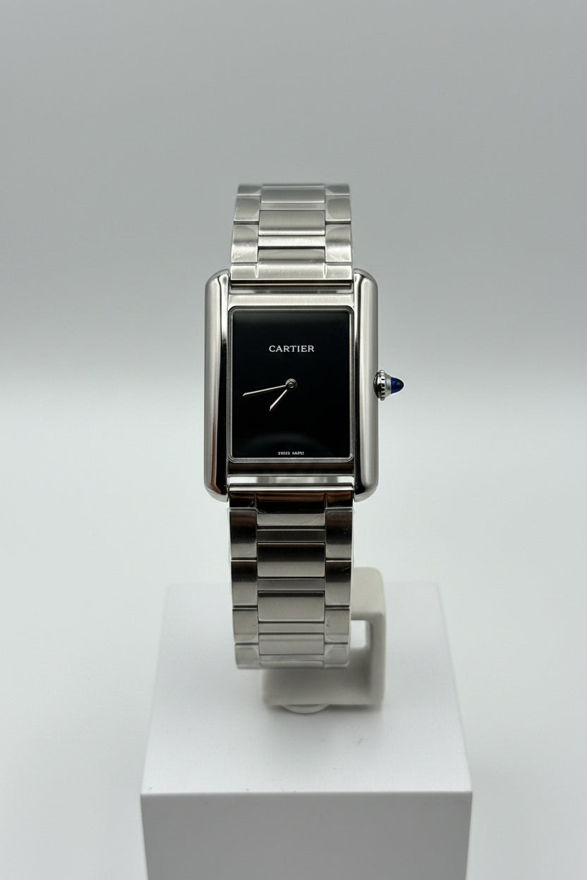 The "Classic Tank" Silver & Onyx Steel Bracelet