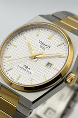 Two-Tone Integrated Steel Watch – White Waffle Dial