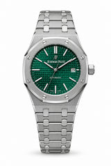 The "Classic Oak" Silver & Emerald Tapisserie Steel Bracelet