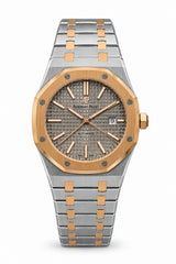 The "Classic Oak" Two-Tone Rose Gold & Grey Tapisserie Steel Bracelet