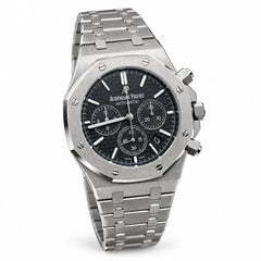 The "Classic Oak Chronograph" Silver & Onyx Tapisserie Steel Bracelet