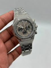 The "Classic Oak Chronograph" Silver & Grey Tapisserie Steel Bracelet