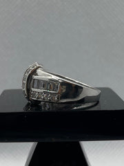925 Silver Knot-Style Ring with Bracket Design & Round Zircon