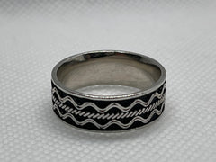 Black & Silver Gents Band in 925 Sterling Silver