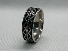 Black & Silver Gents Band in 925 Sterling Silver