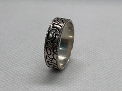 925 Silver Black Pattern Band