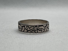 925 Silver Black Pattern Band