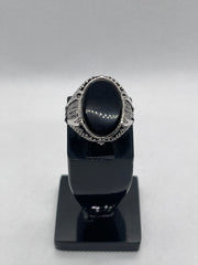 Black Aqeeq Men’s Ring with Black Zircon