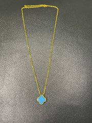 Van Cleef Inspired Turquoise Locket Tops Set with Chain