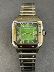 Cartier Santos Stainless Steel "Green" Dial