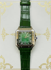 Cartier Santos-Dumont Stainless Steel with Green Strap