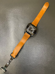 Cartier Santos-Dumont Black Case with Orange Strap