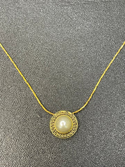 Versace Inspired Pearl Round Locket Set