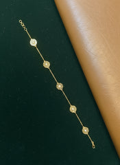 Versace Inspired Bracelet Chain – Gold Plated 925 Silver with Pearl & Greek Design